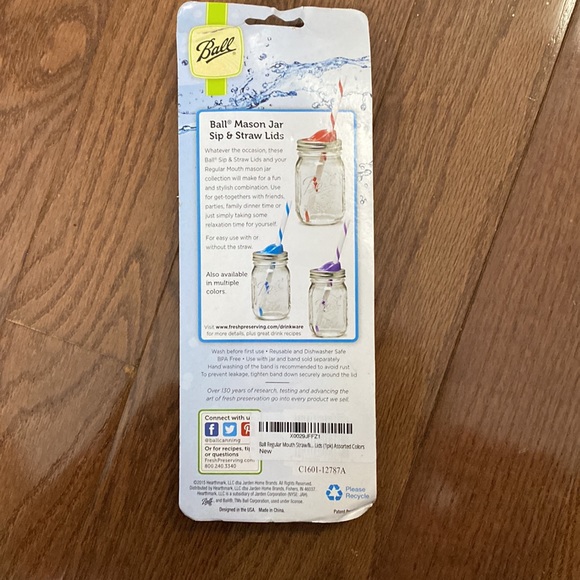 Ball Set of 4 Mason Jar Sip and Straw Lids - Picture 2 of 4